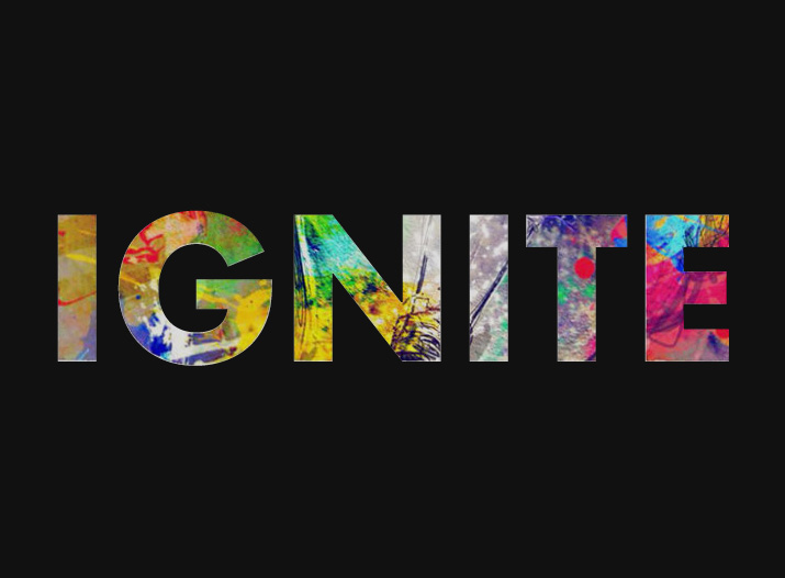 IGNITE logo text with black background