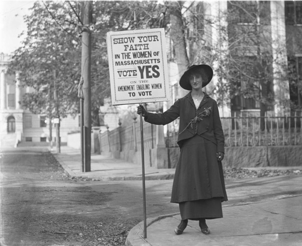 historical image of woman with vote sign